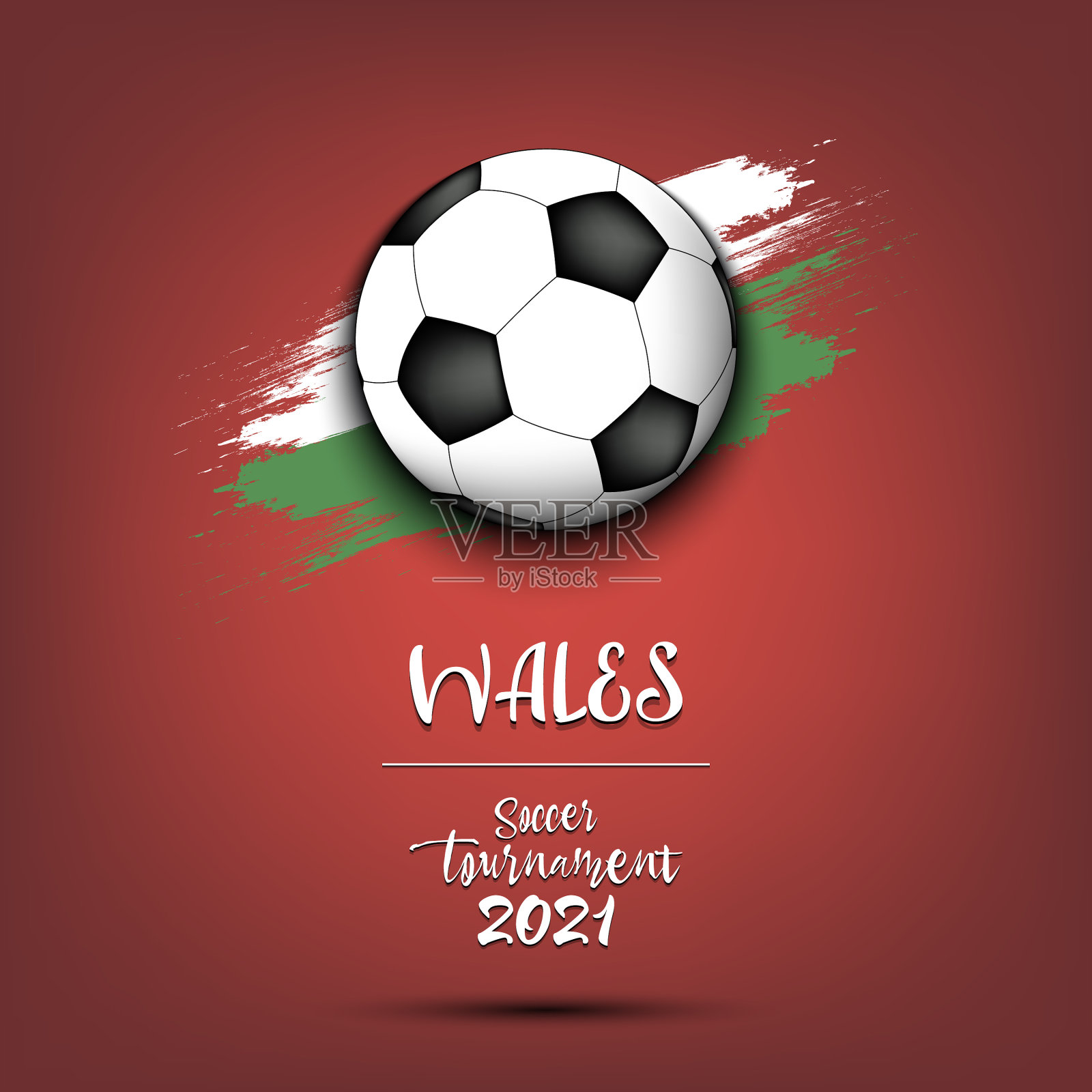威尔士旗上的足球插画图片素材
