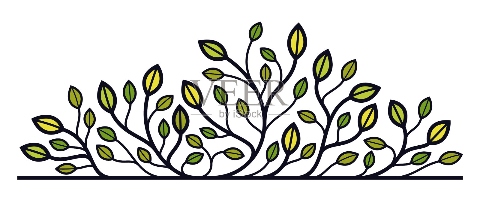 叶和枝孤立的花图案设计元素图片