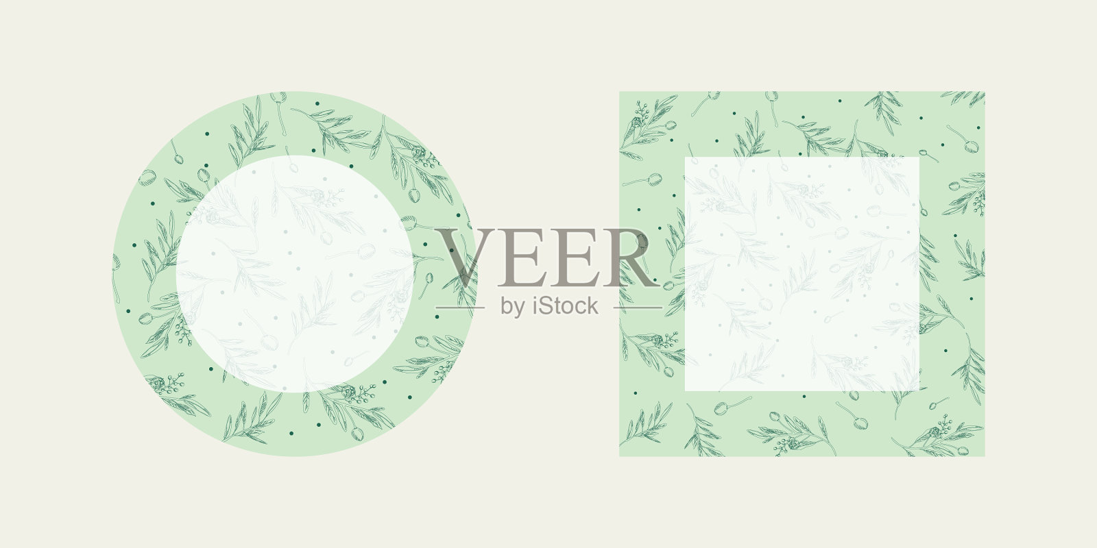 橄榄模板圆形和方形插画图片素材