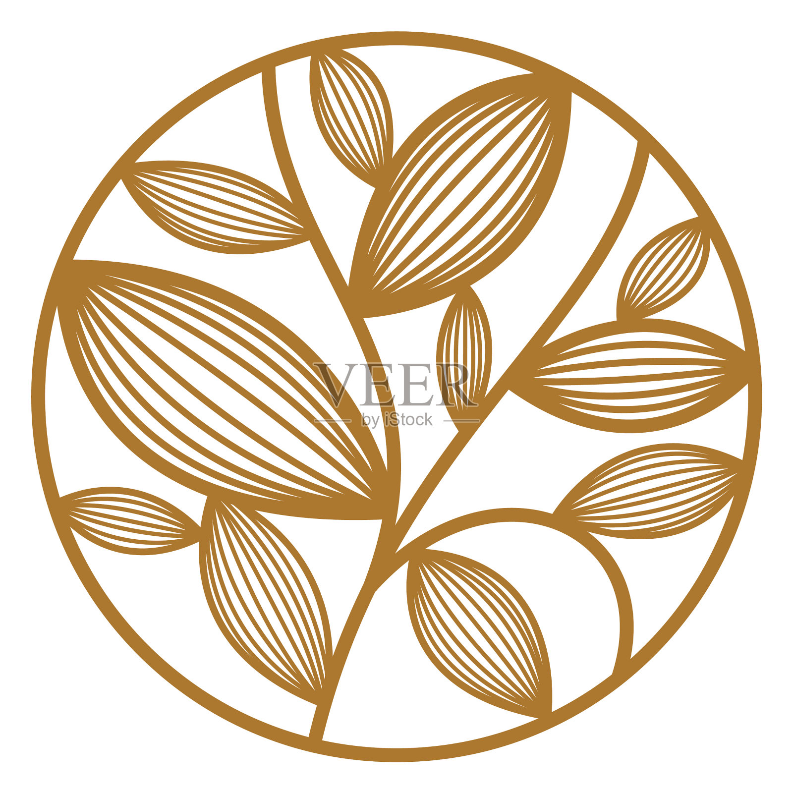 圆形花卉复古线性标志设计模板设计元素图片