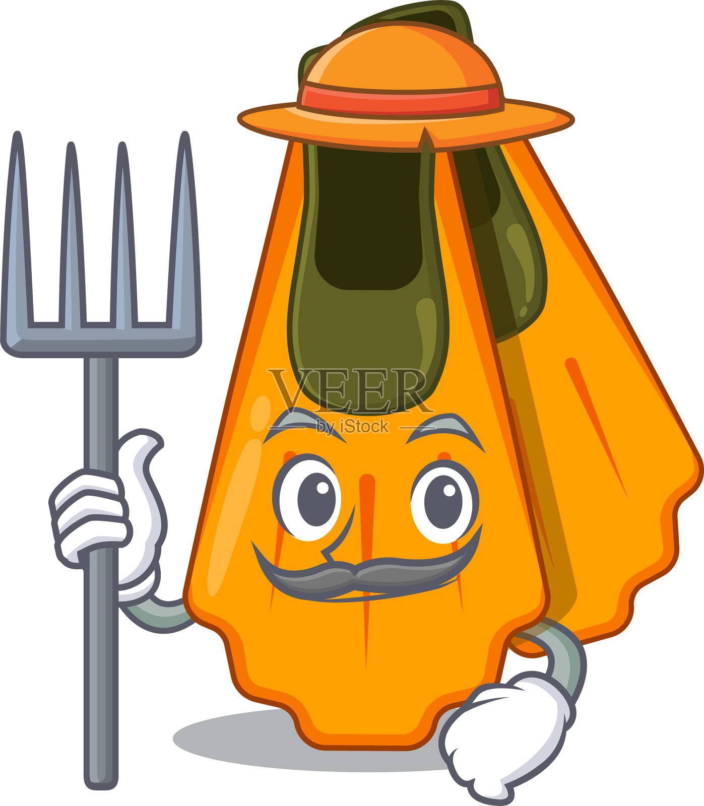 农民游泳鳍的吉祥物设计与一顶帽子设计元素图片