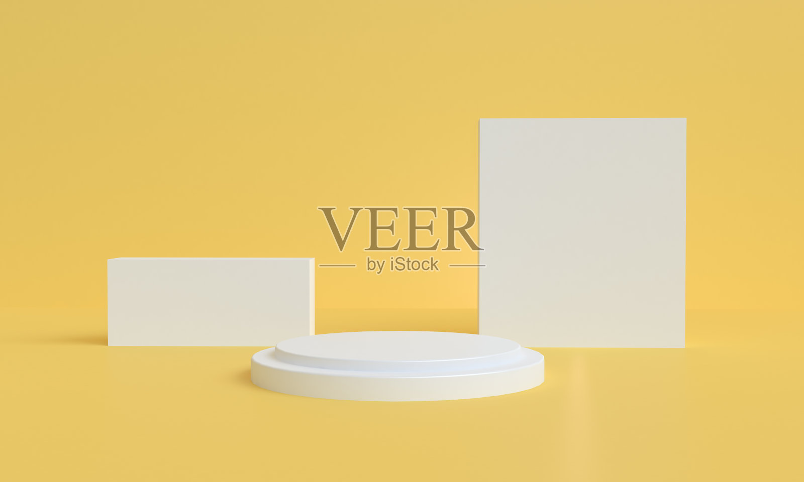 最小抽象讲台场景黄色背景。照片摄影图片