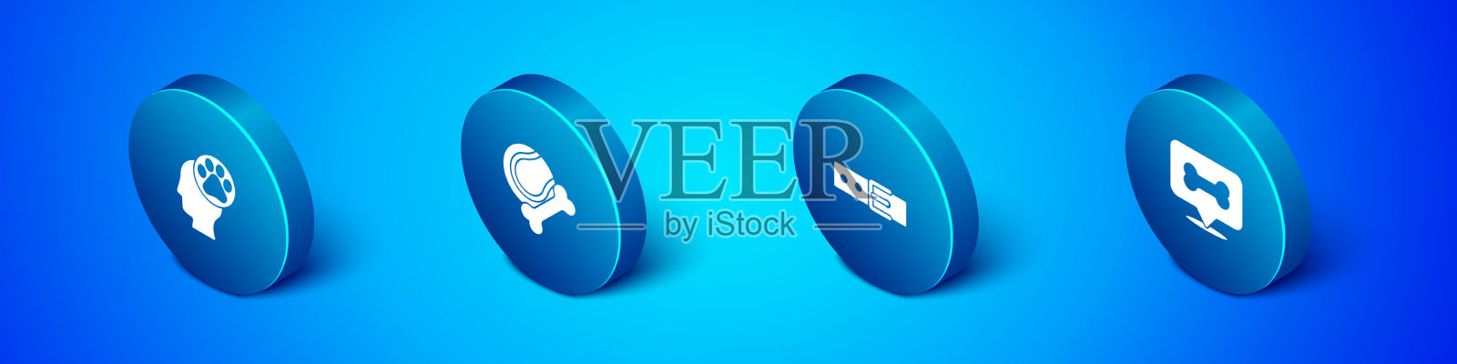 设置等距人类与动物足迹项圈图标素材