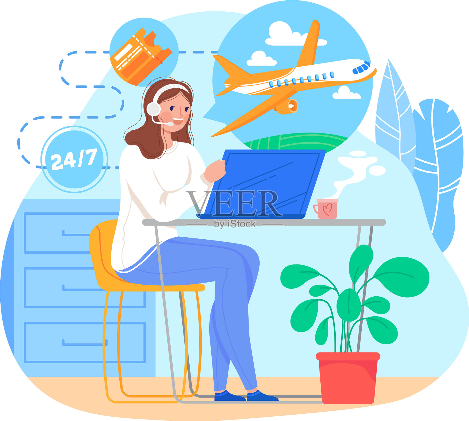 协助客户进行商务旅行设计元素图片