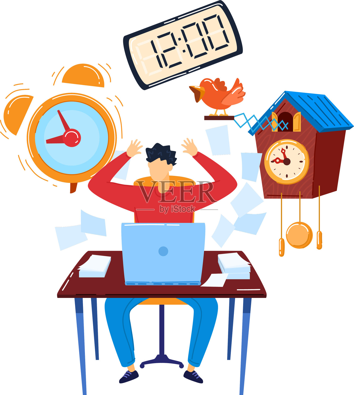 工作时间家务工作办公室员工压力设计元素图片