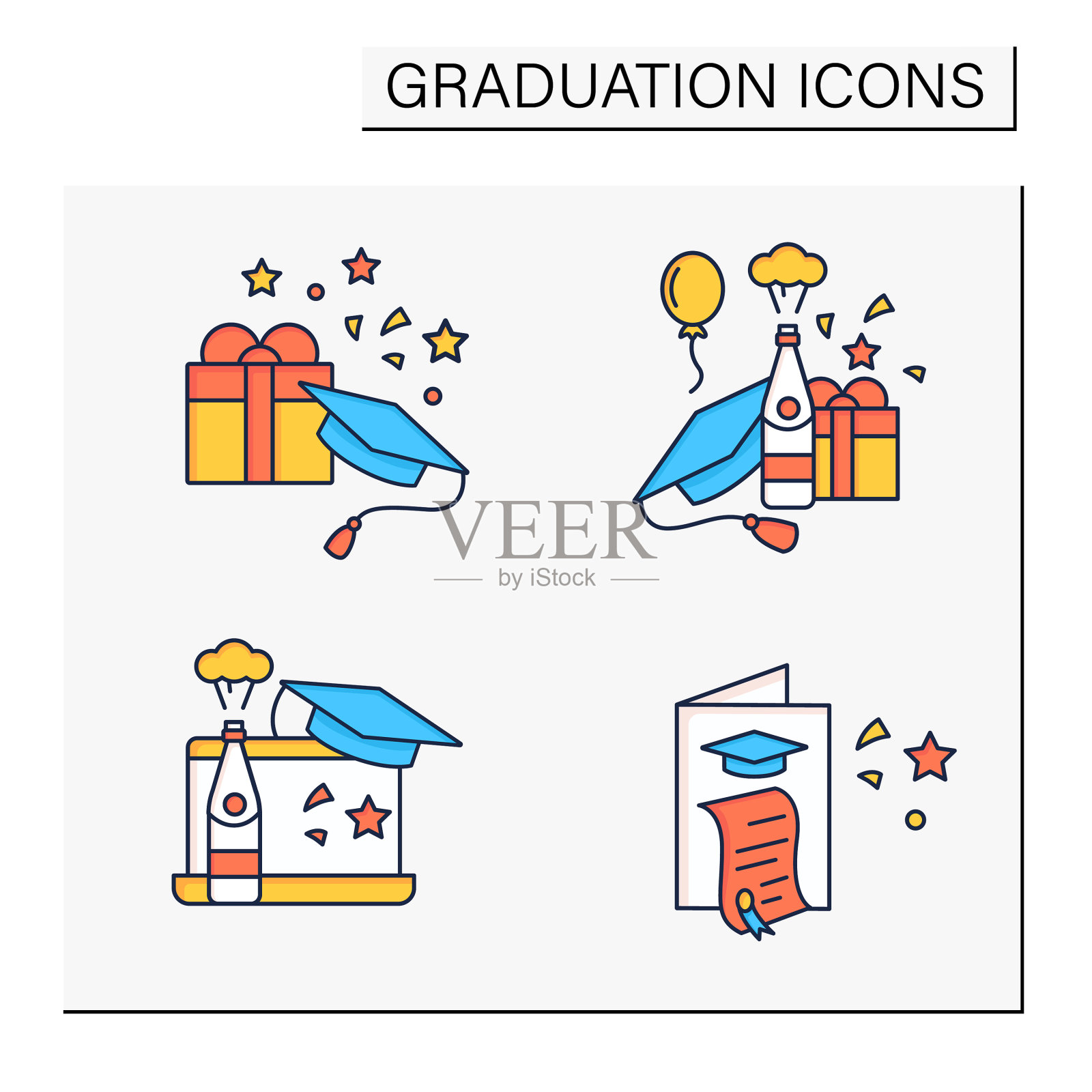 毕业颜色图标集图标素材