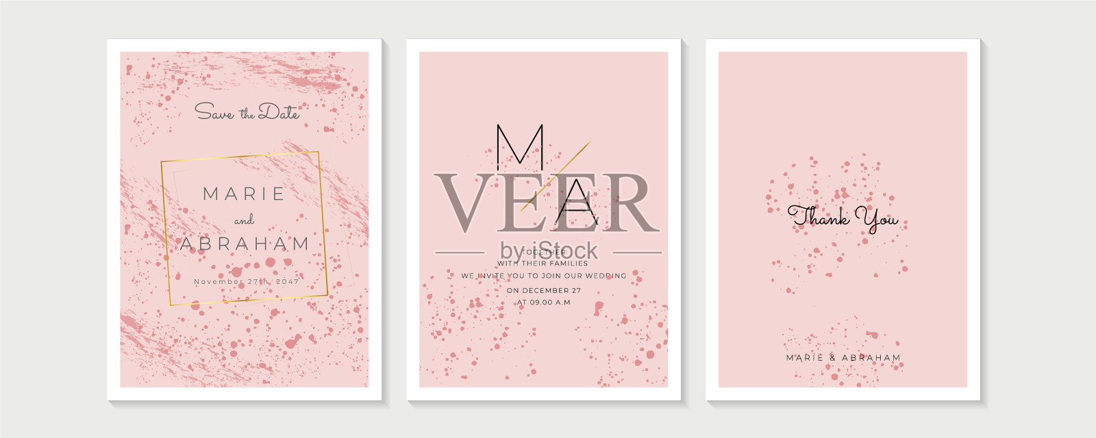 婚礼邀请，花邀请，谢谢你的回复插画图片素材