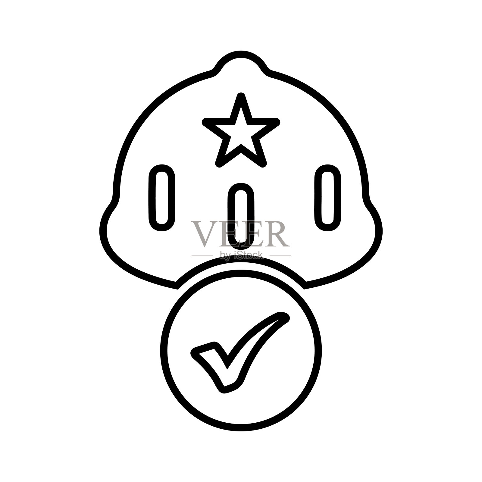 安全，头盔，大纲图标。艺术线条矢量。插画图片素材