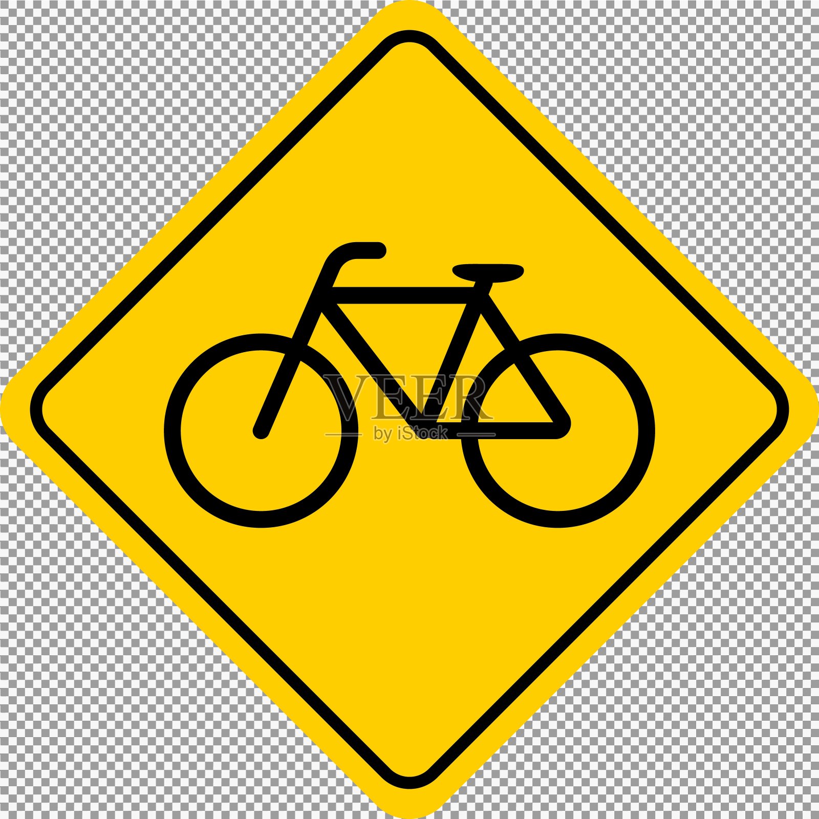 自行车道黄色倾斜矩形插画图片素材