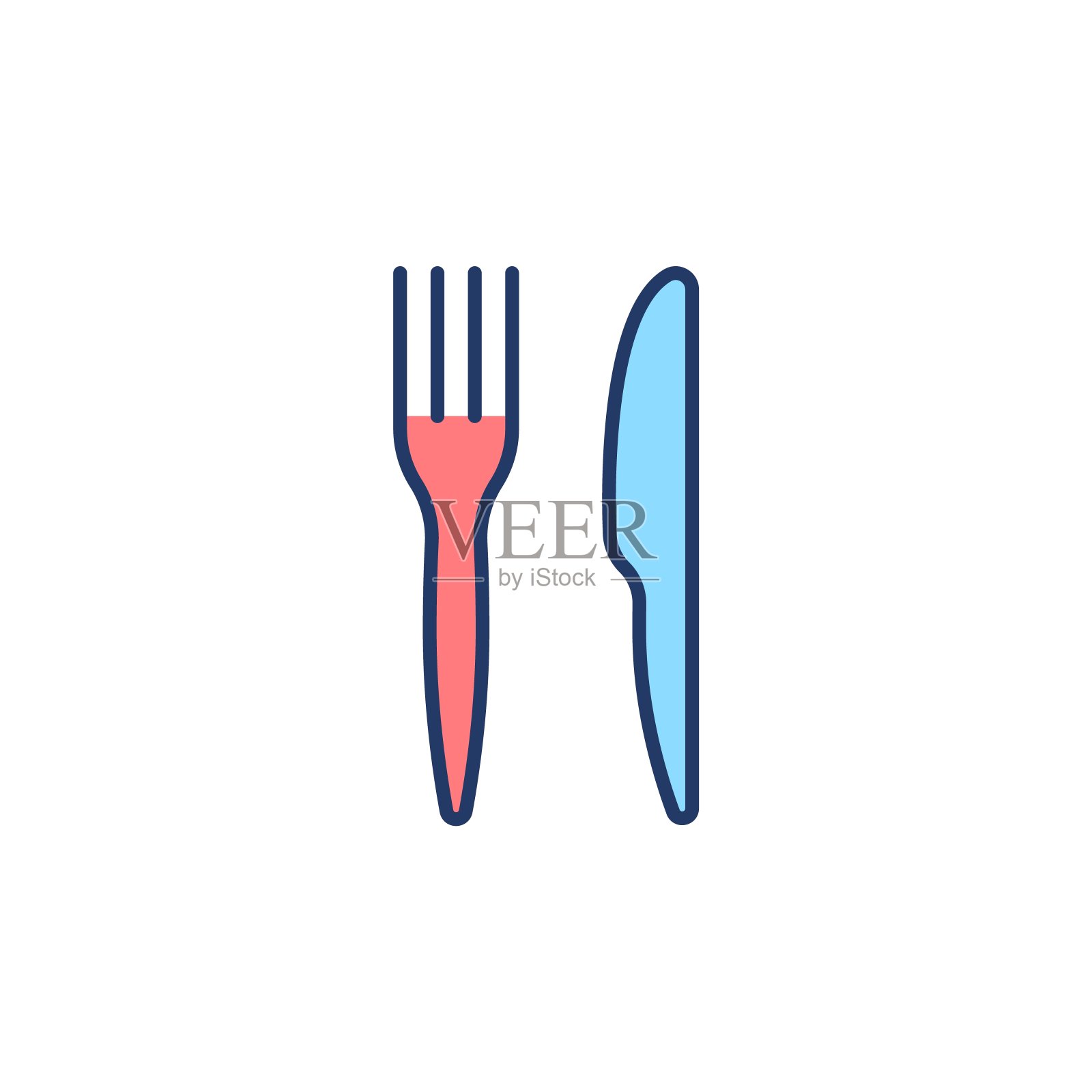 刀叉平线图标上的白色背景插画图片素材