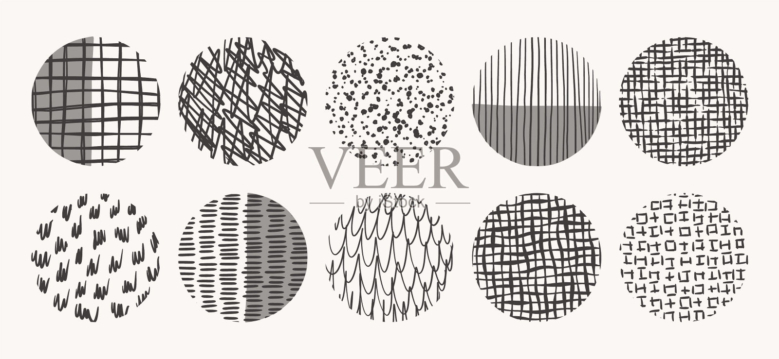 圆形纹理与墨水铅笔插画图片素材