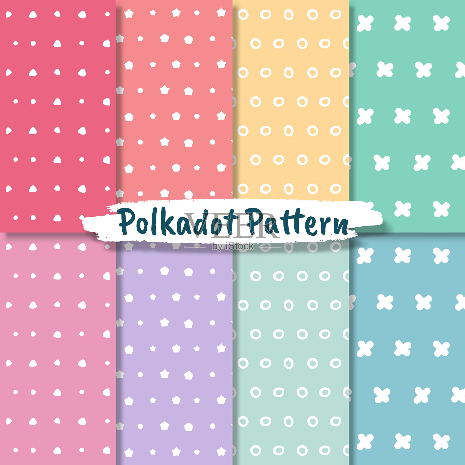 圆点图案系列在柔和的颜色插画图片素材