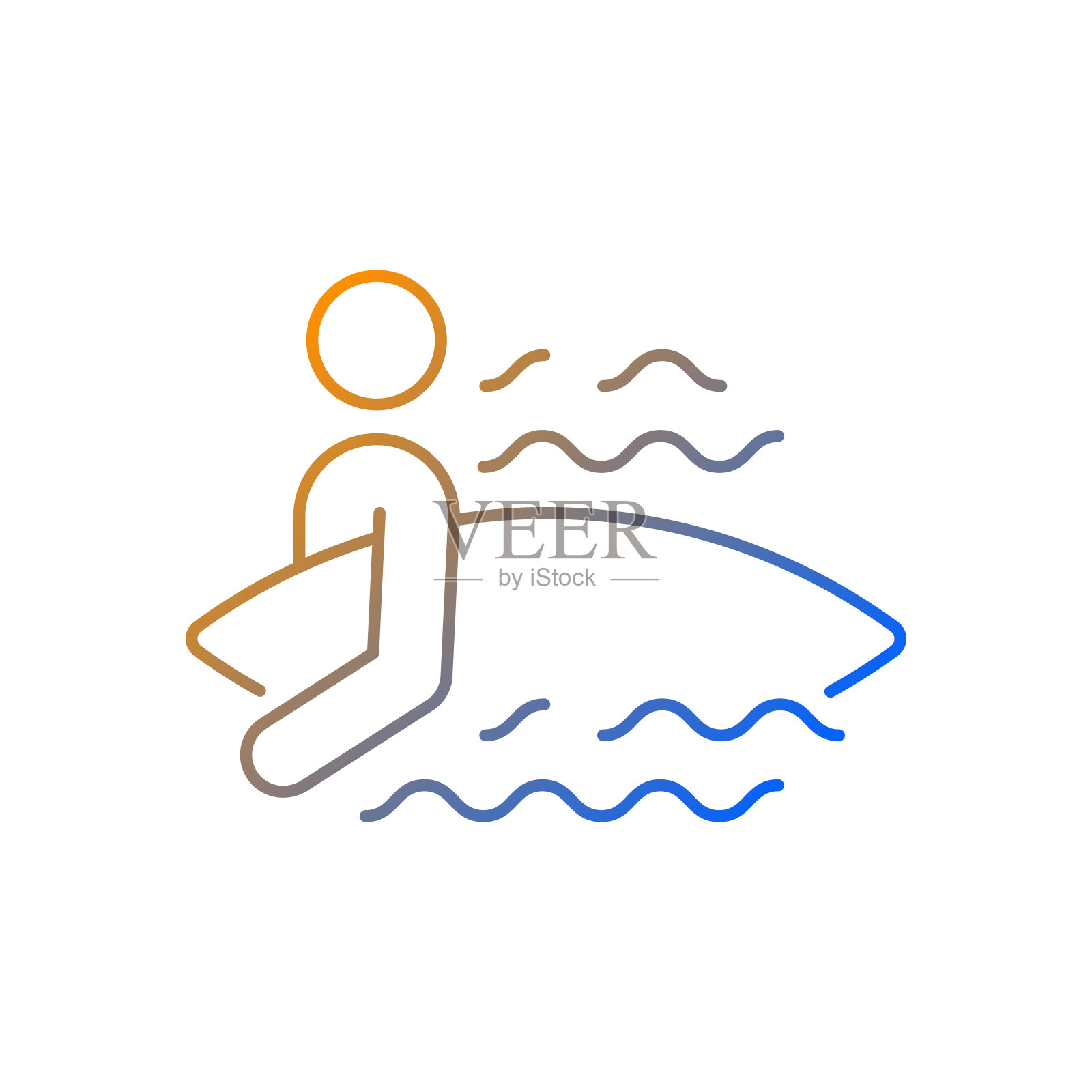冲浪者进入水梯度线性矢量图标插画图片素材