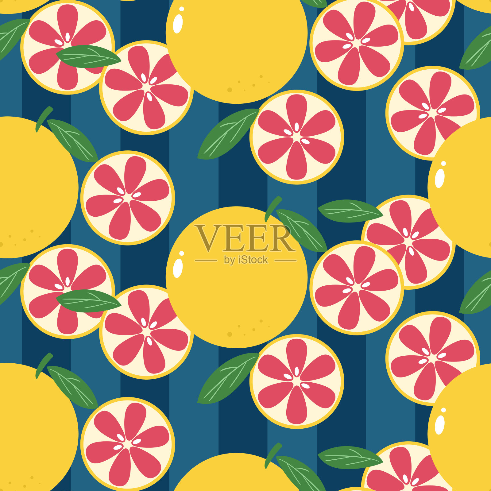 葡萄柚无缝模式插画图片素材