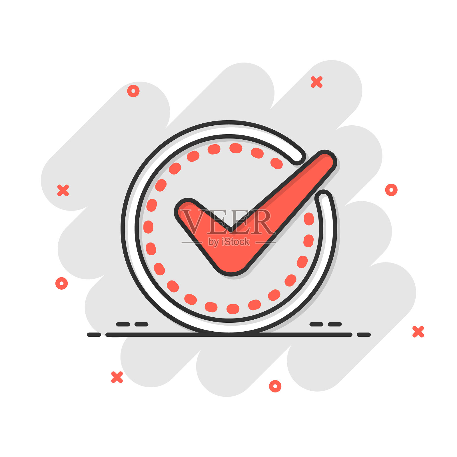 检查标记符号图标在漫画风格确认图标素材