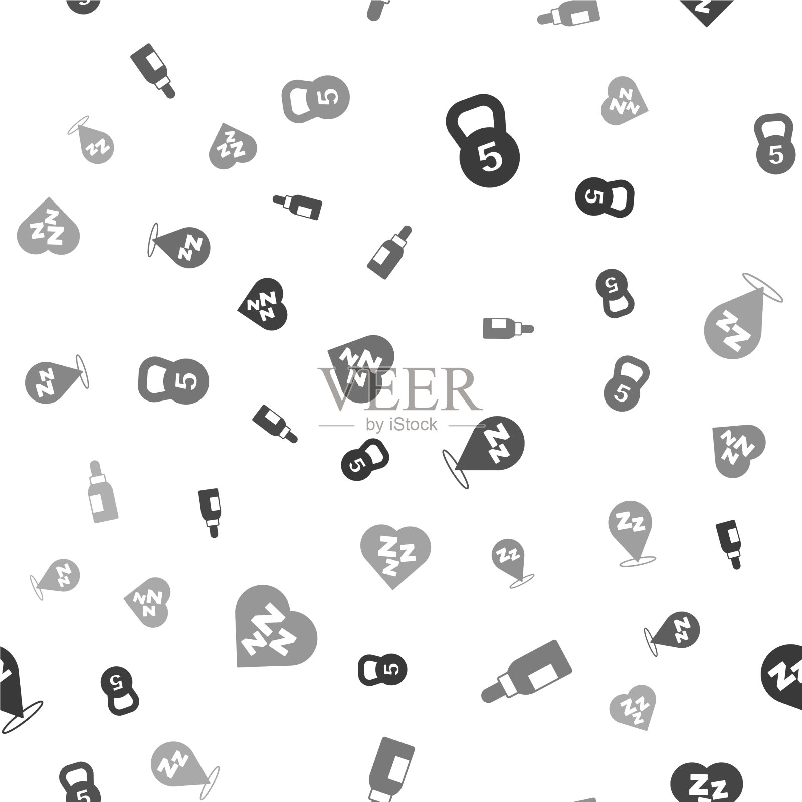 设定体重和精油困倦的瓶子图标素材