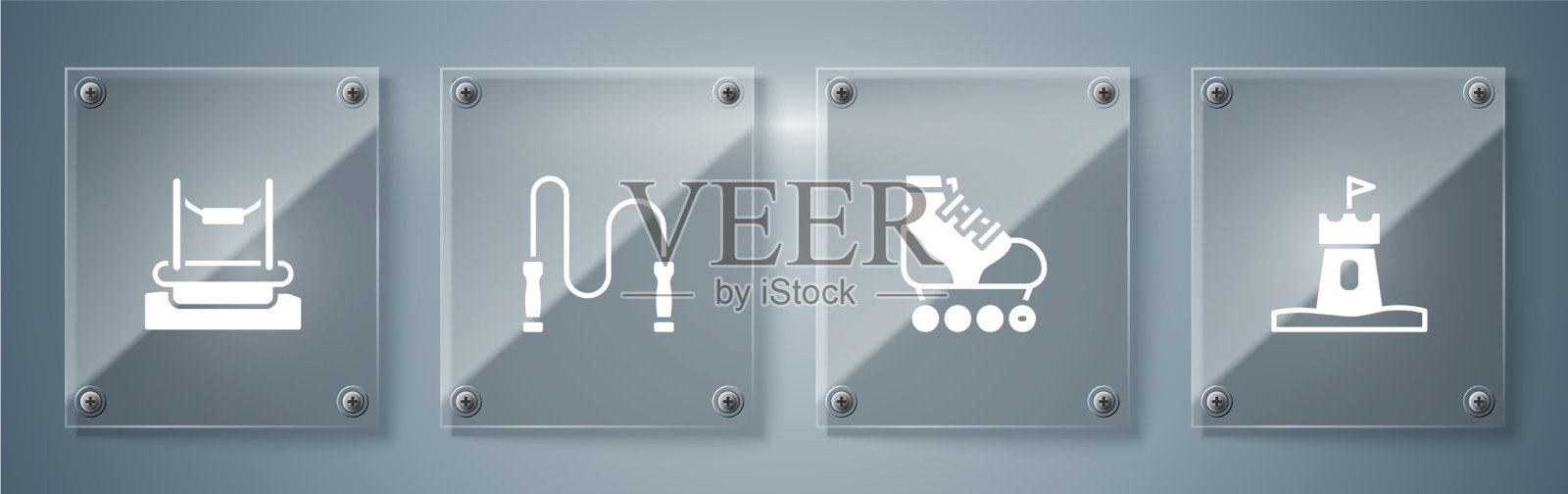 设置沙塔轮滑跳绳和蹦极图标素材