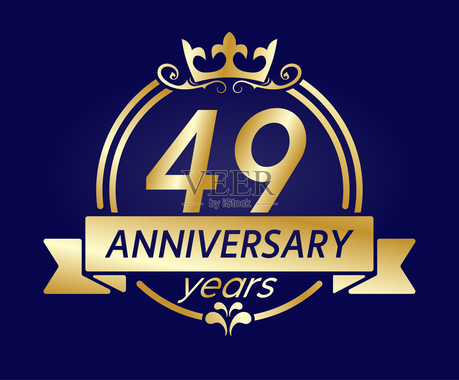 49周年金冠圆框插画图片素材