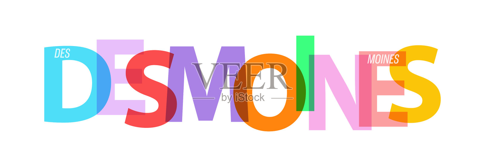 在白色背景设计上的得梅因字母设计元素图片