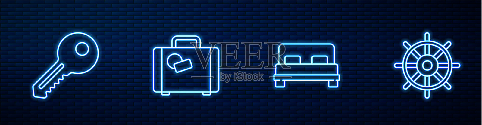 设行大床钥匙箱和船舶操纵插画图片素材