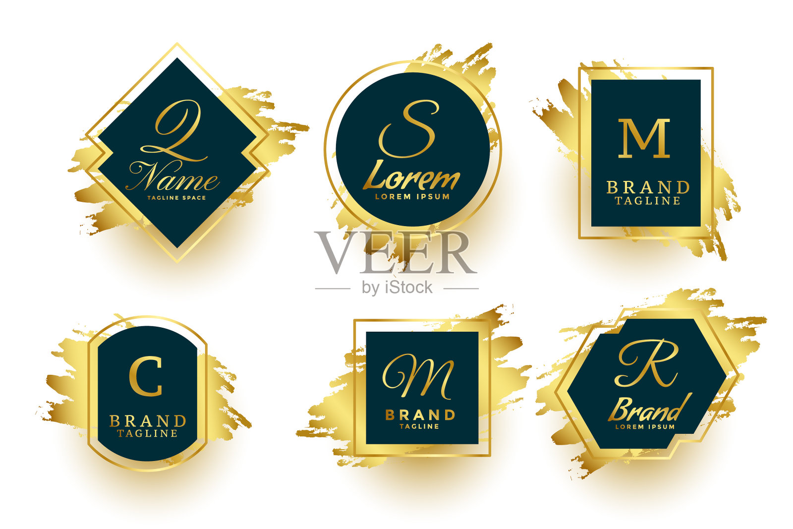 抽象的金色字母符号或标识设计元素图片