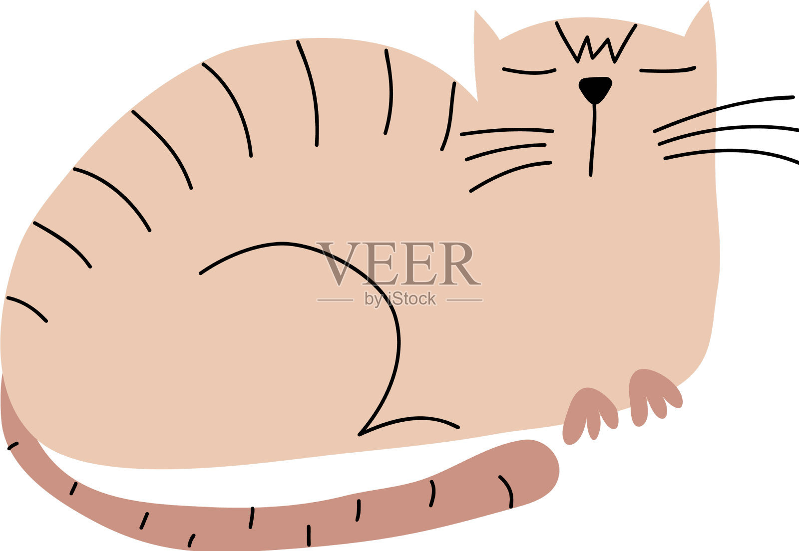 手绘坐在可爱的猫斯堪的纳维亚插画图片素材