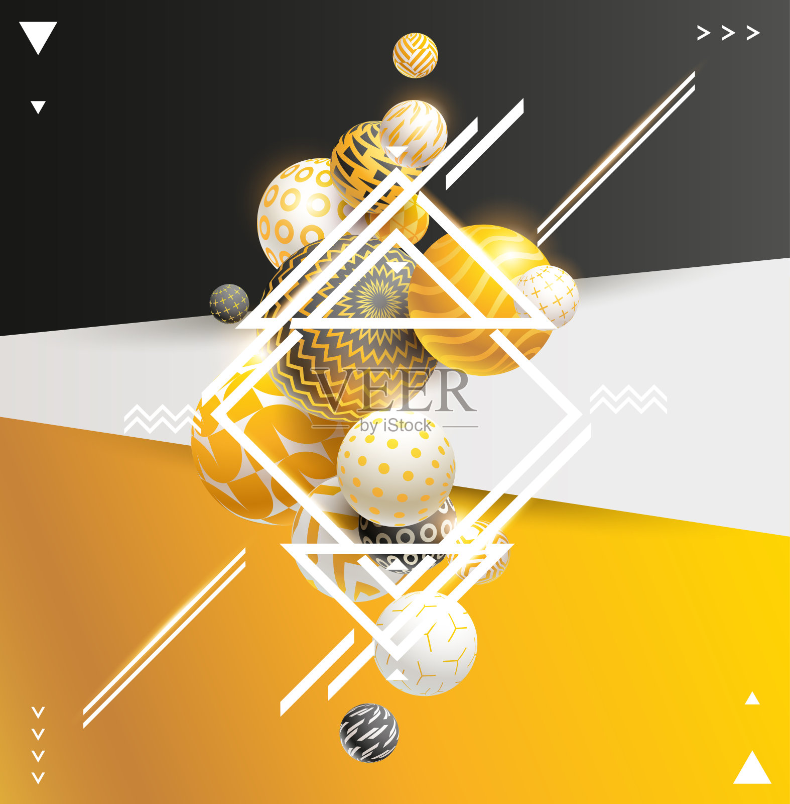 金色几何形状的抽象构图插画图片素材