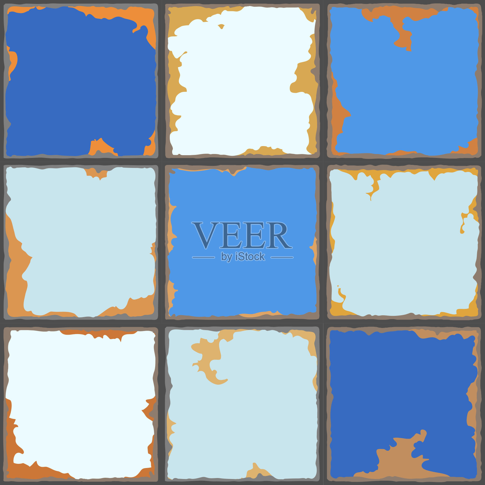 复古瓷砖无缝图案。垃圾背景与碎裂的搪瓷瓷砖。插画图片素材