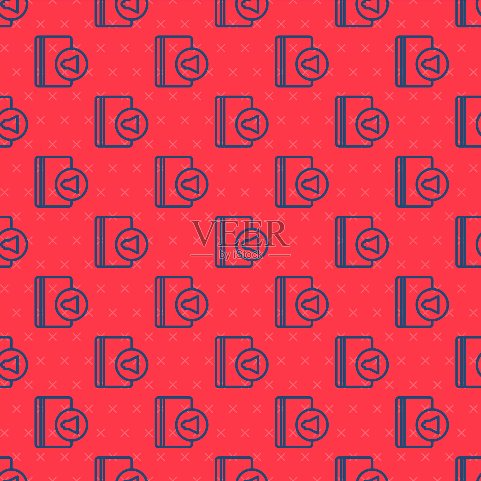 蓝线音频书图标隔离无缝插画图片素材