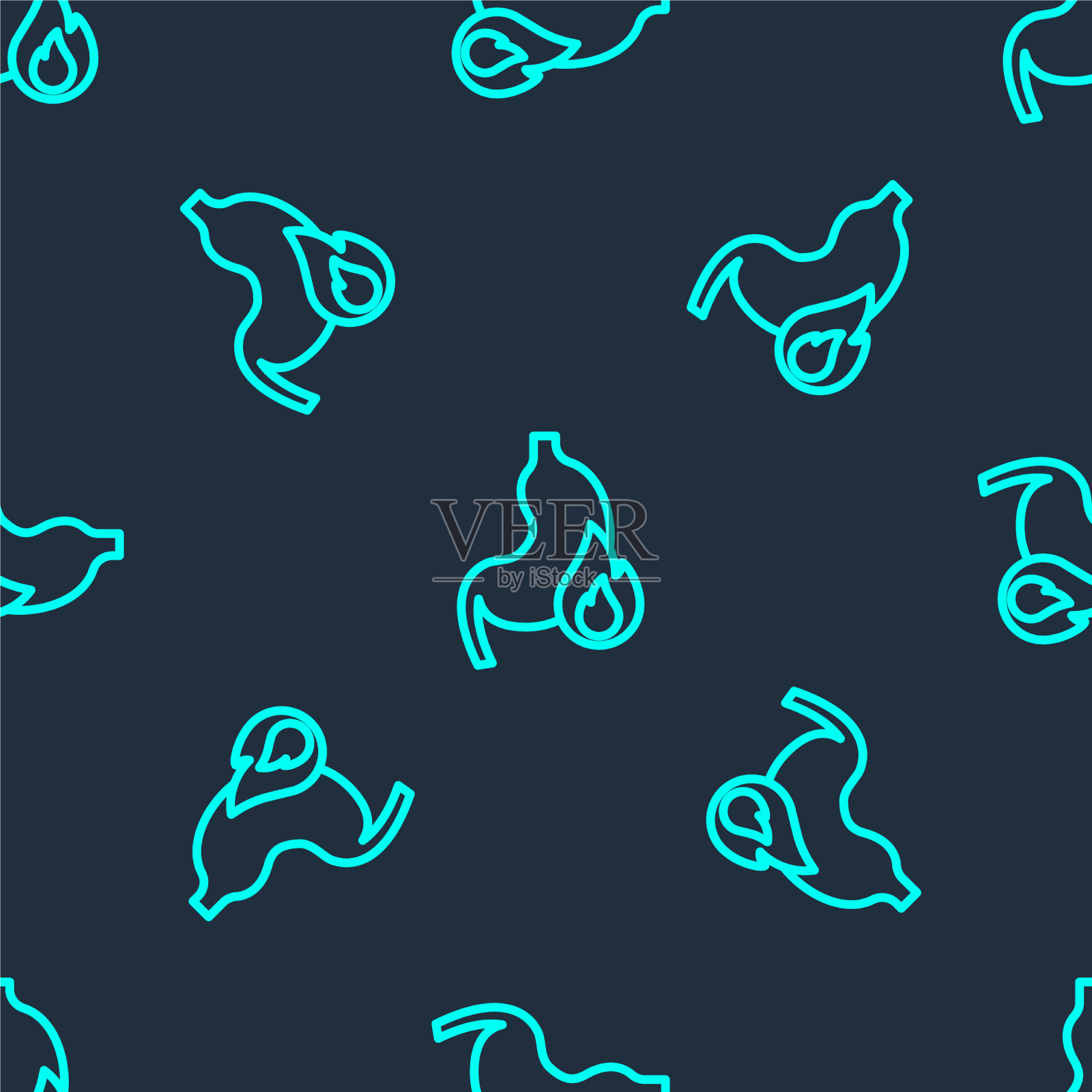 绿线胃烧心图标孤立插画图片素材