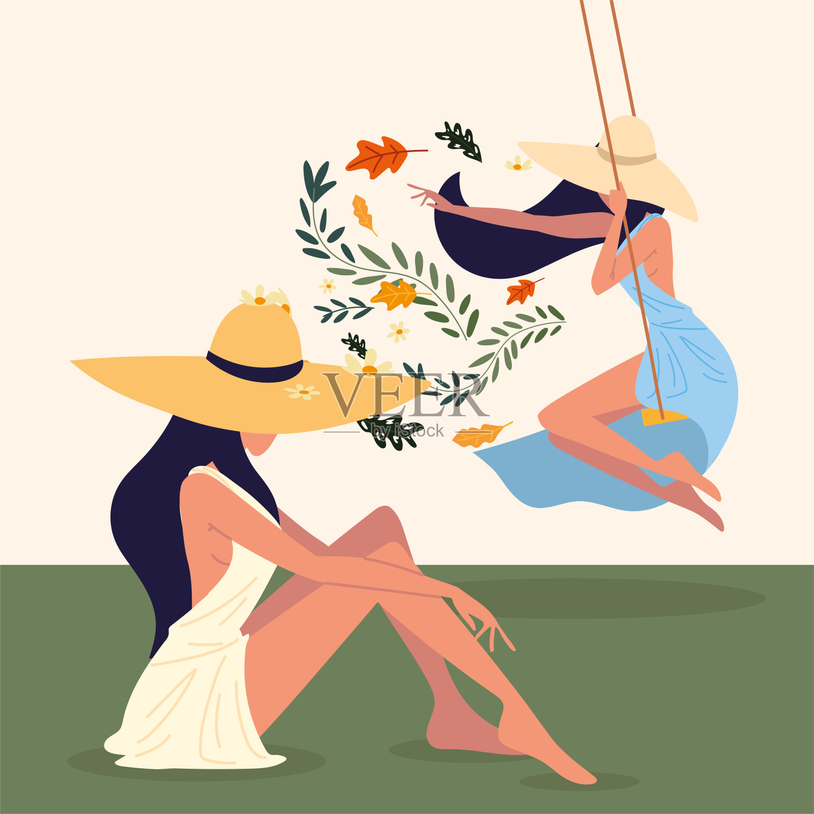 女人冥想和放松插画图片素材