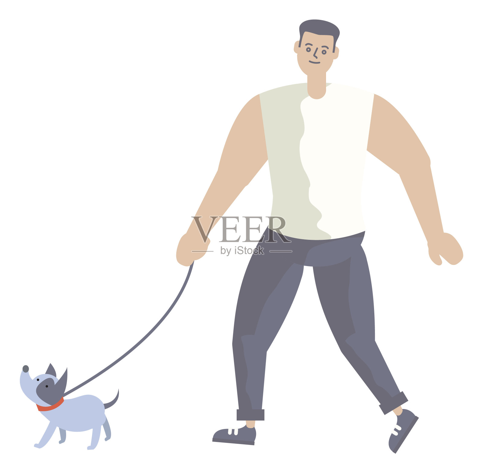 卡通人物男人平面风格简单现代各种姿势插画图片素材