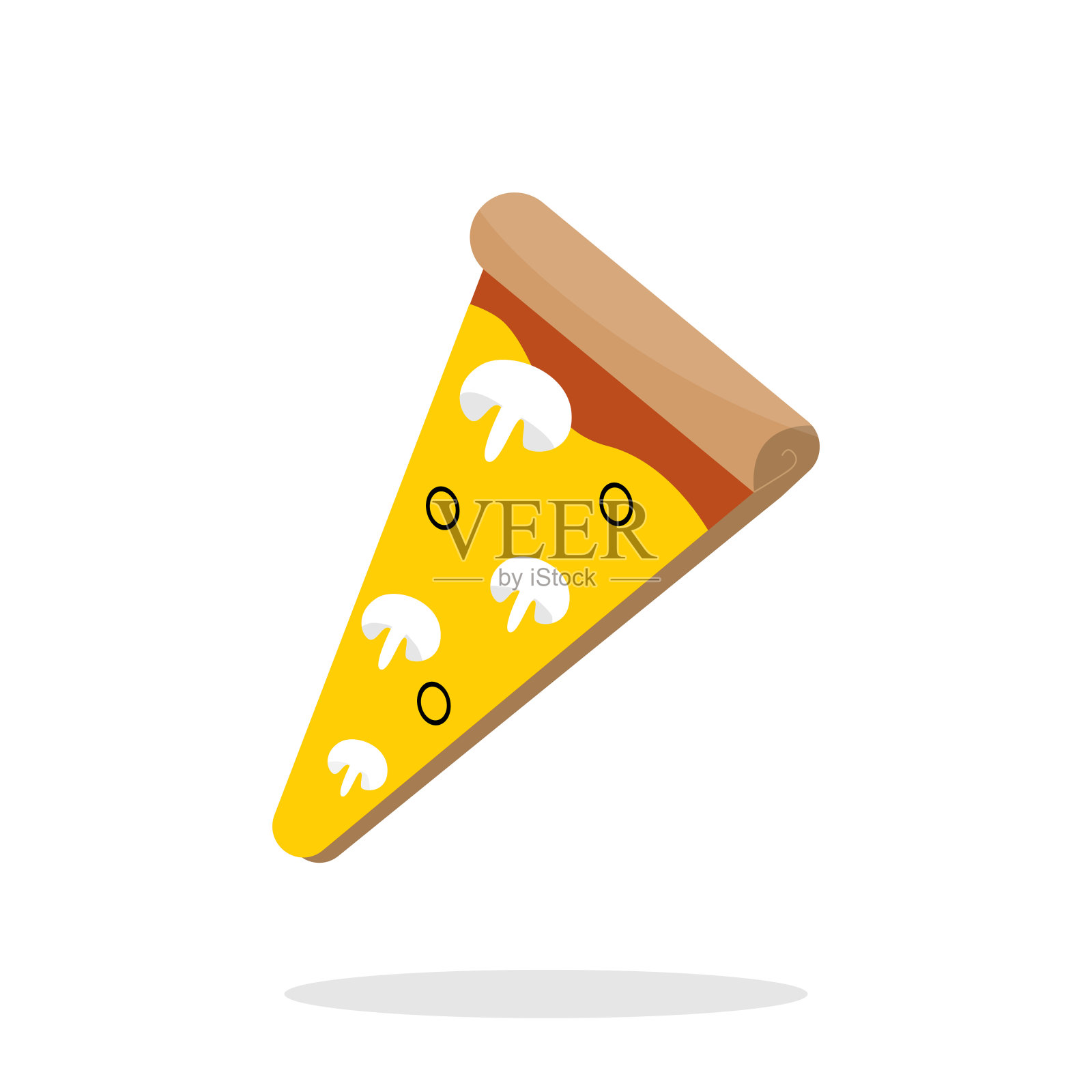 现实披萨与辣香肠和不同类型的酱汁和奶酪-向量插画图片素材