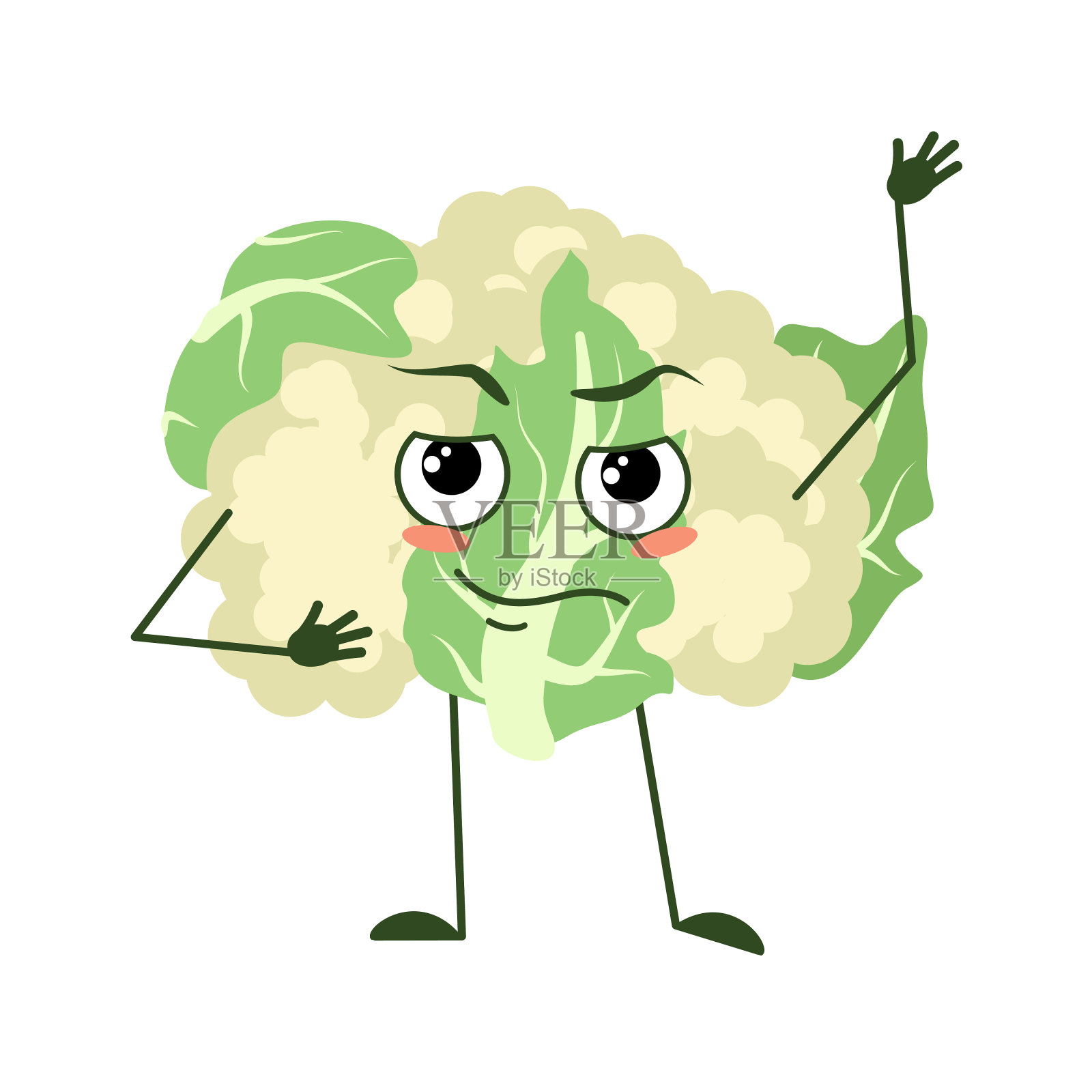 可爱的花椰菜性格与情感设计元素图片