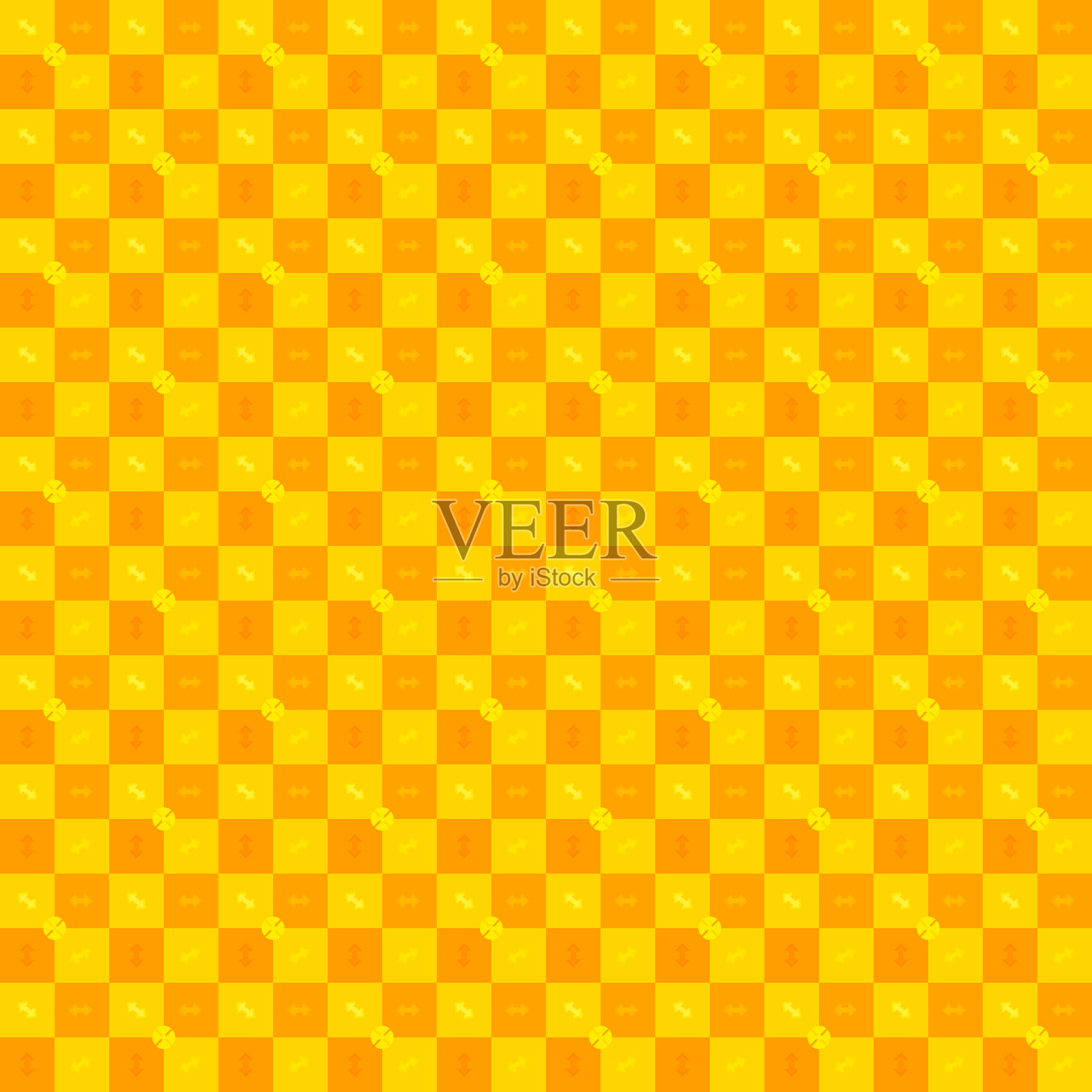 黄色方形箭头格子织物纺织抽象背景马赛克墙纸图案无缝矢量插图插画图片素材