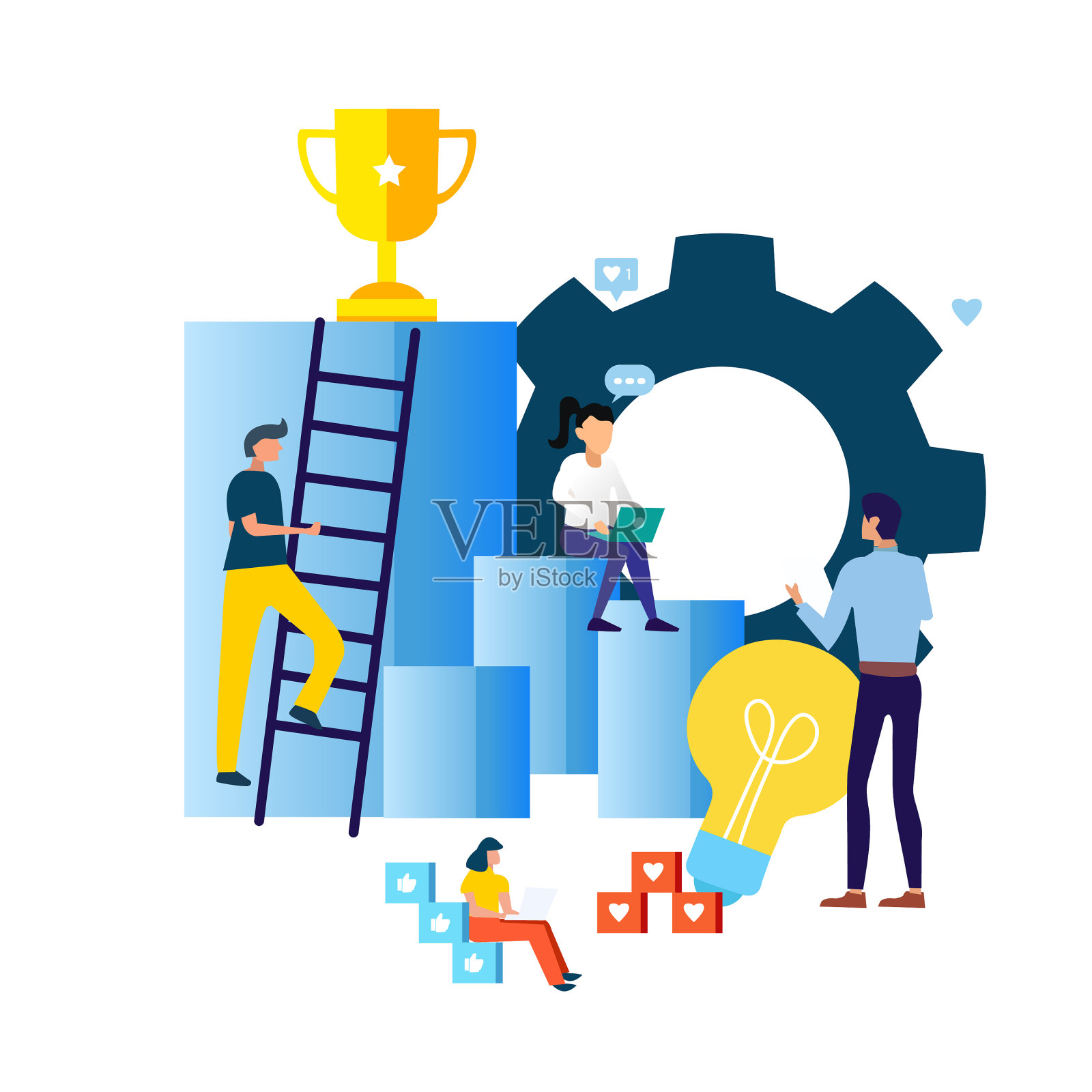 团队合作现代扁平专业插画图片素材