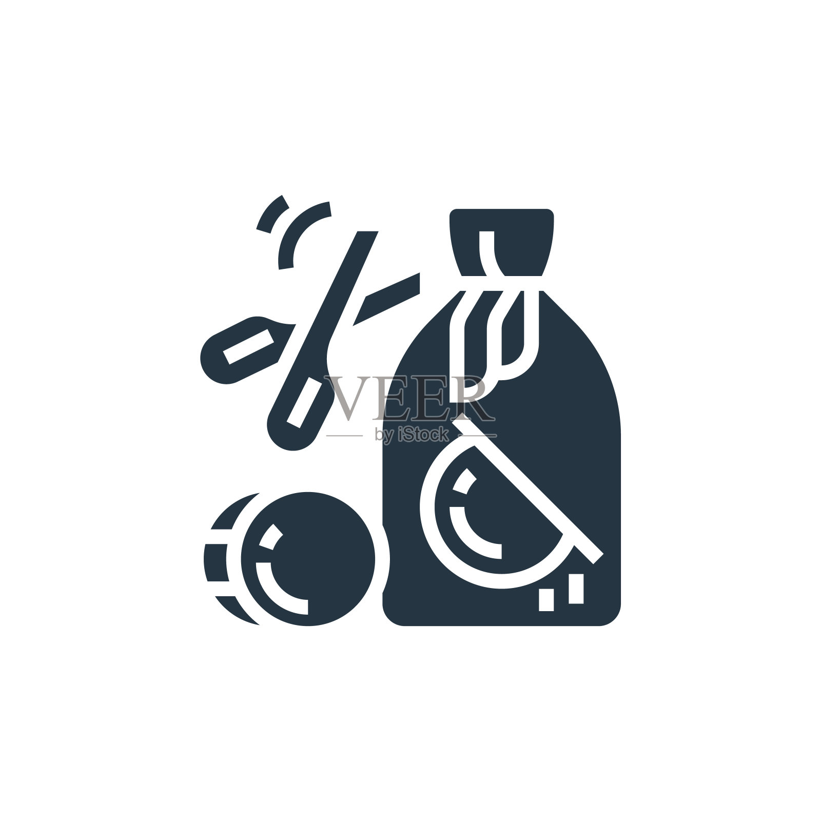 金钱损失图标。在网站设计、手机、应用程序开发、打印等领域雕刻亏损图标。金钱损失图标从填充业务风险收集孤立的白色背景。图标素材