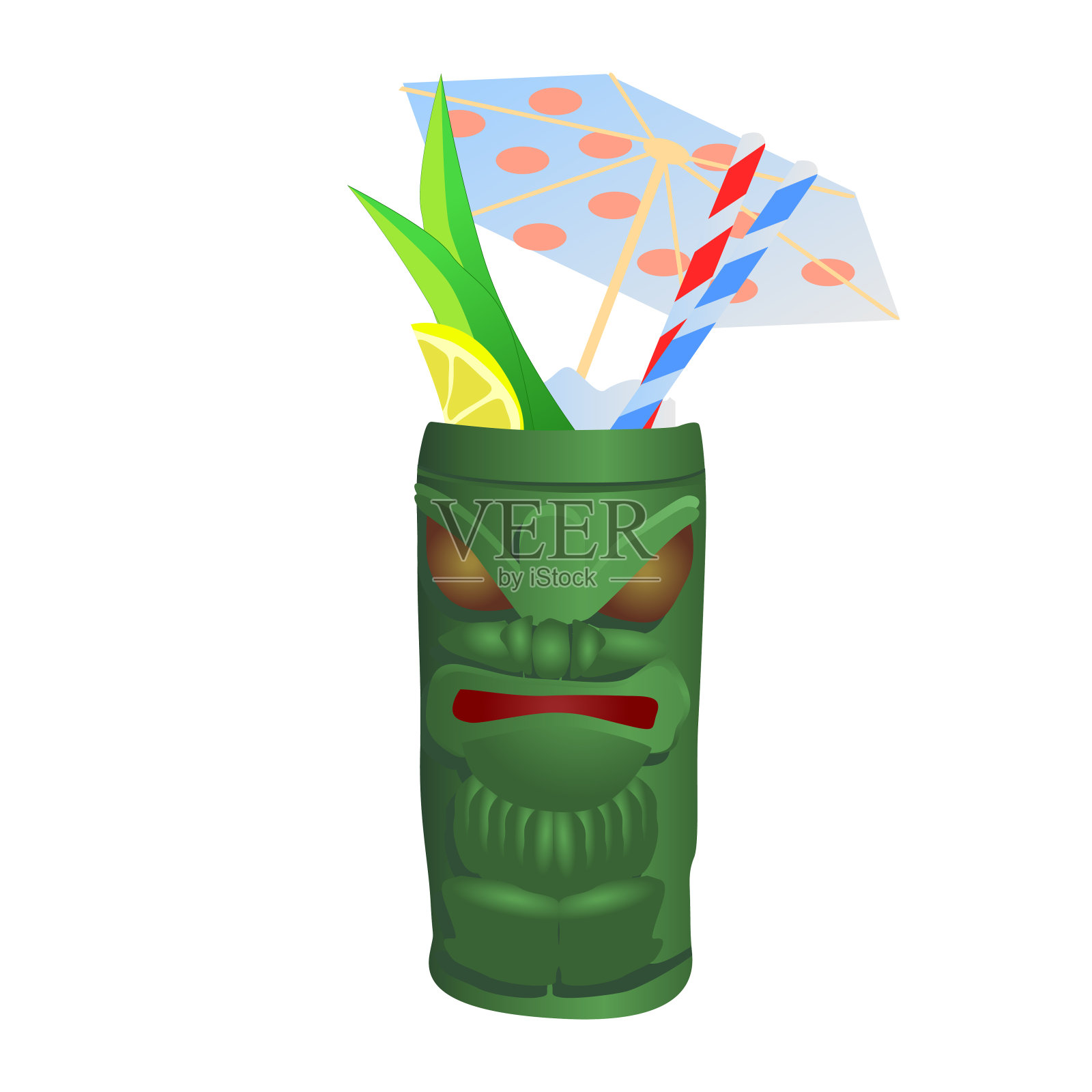 现实的一杯柠檬水新鲜的白色背景-向量插画图片素材