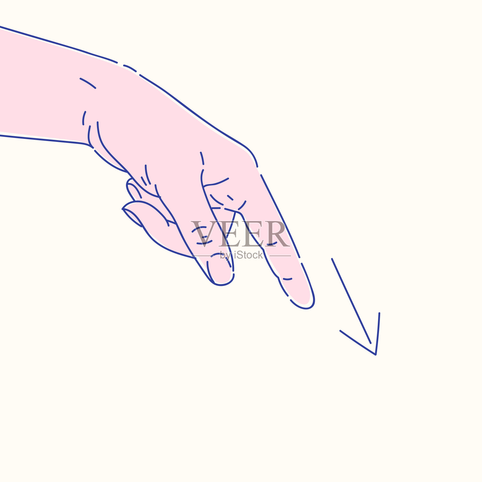 人的食指向下。一个手势。插画图片素材