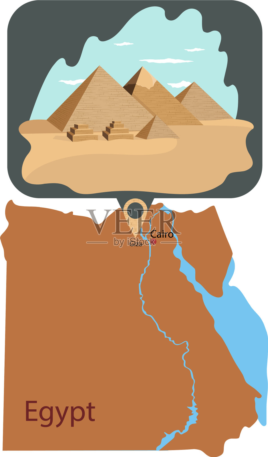 埃及吉萨地图插画图片素材