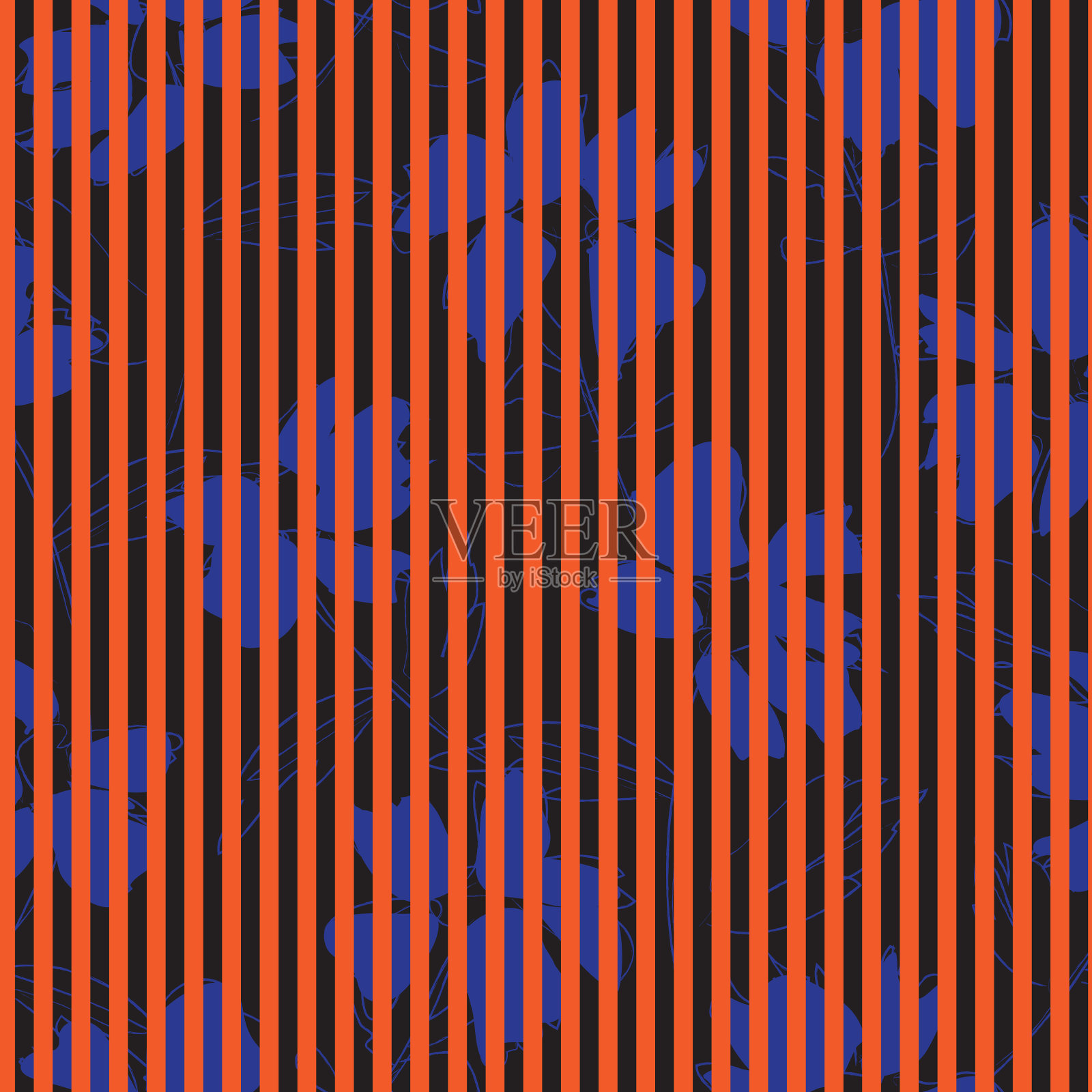 桔黄色植物花卉无缝图案插画图片素材