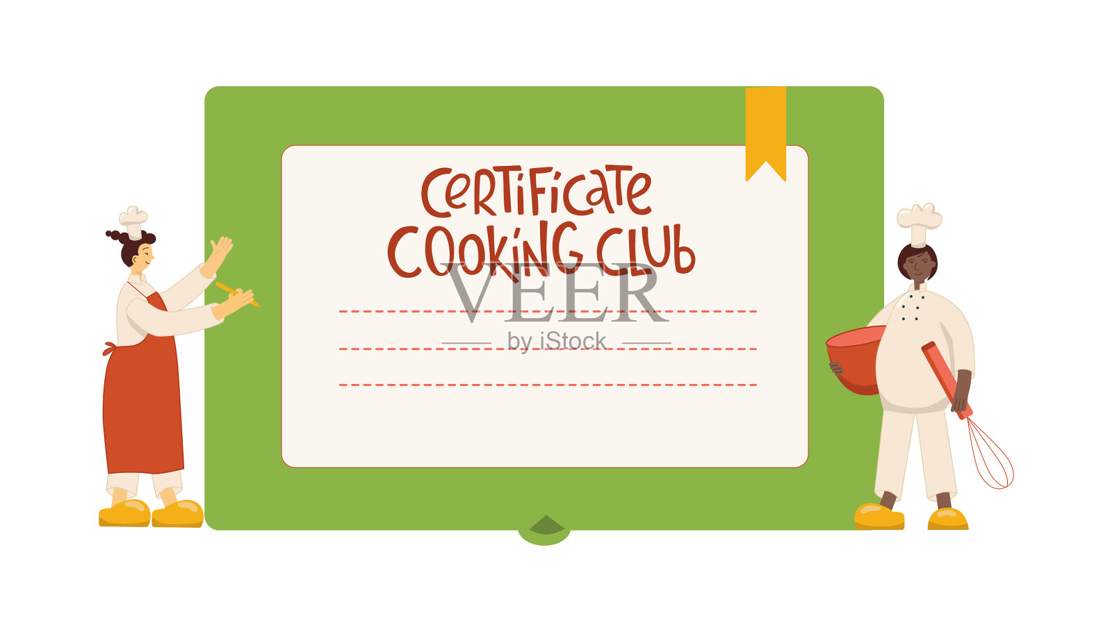 证书烹饪俱乐部-厨师厨师女与设计模板素材