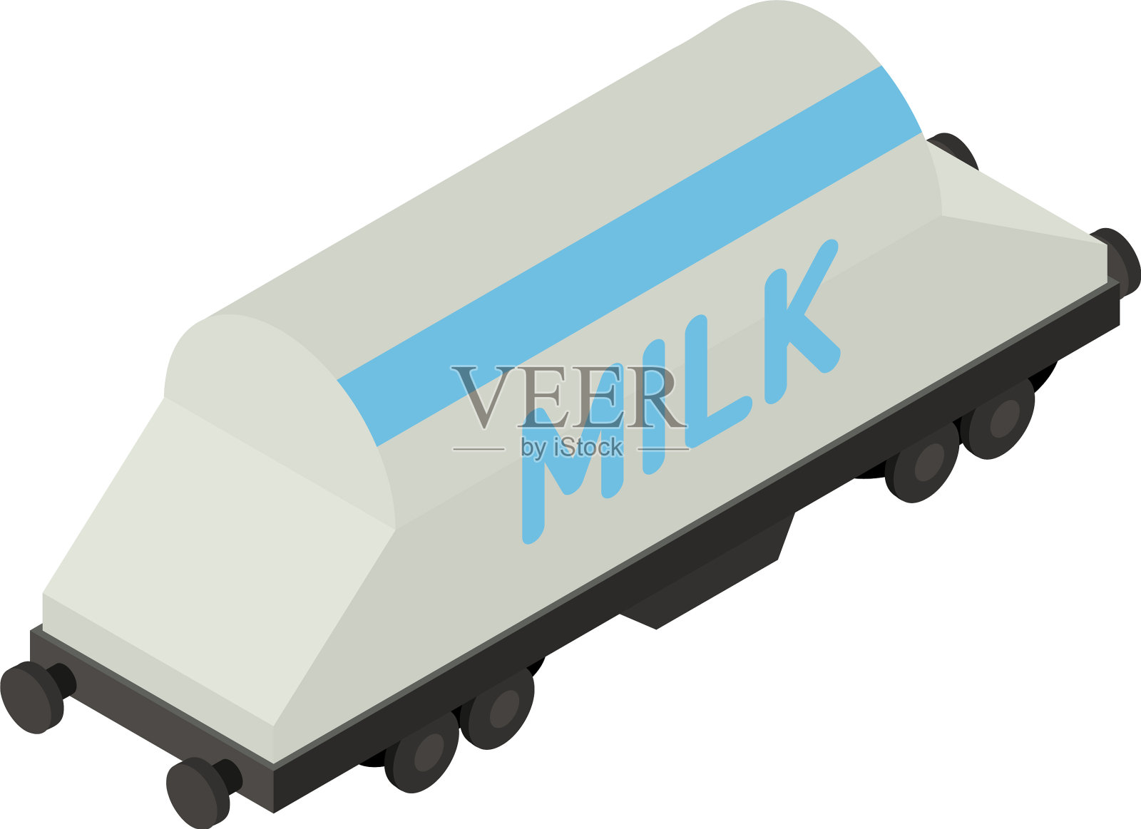 牛奶火车马车图标等距风格设计元素图片