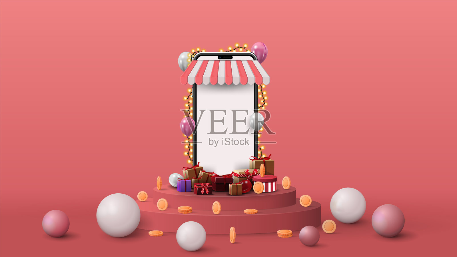 模板与空白的体积智能手机设计模板素材