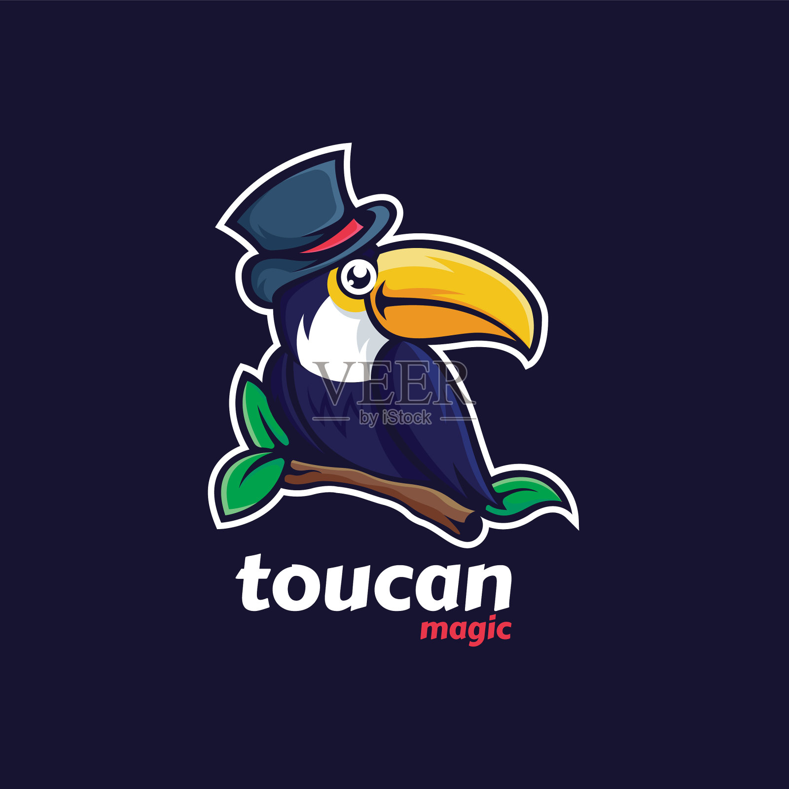 巨嘴鸟魔术吉祥物标志设计插画图片素材