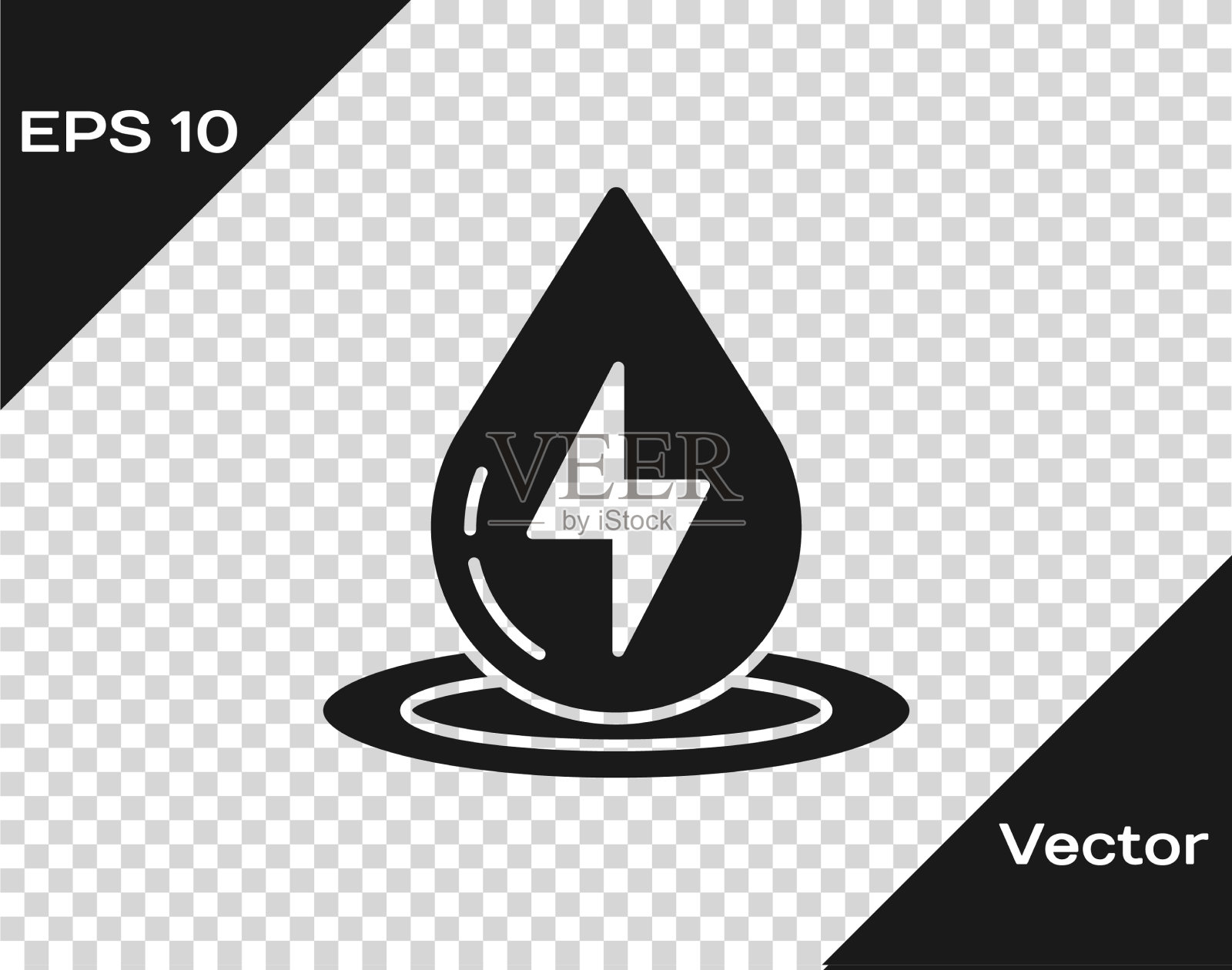 黑色水能源图标孤立透明插画图片素材