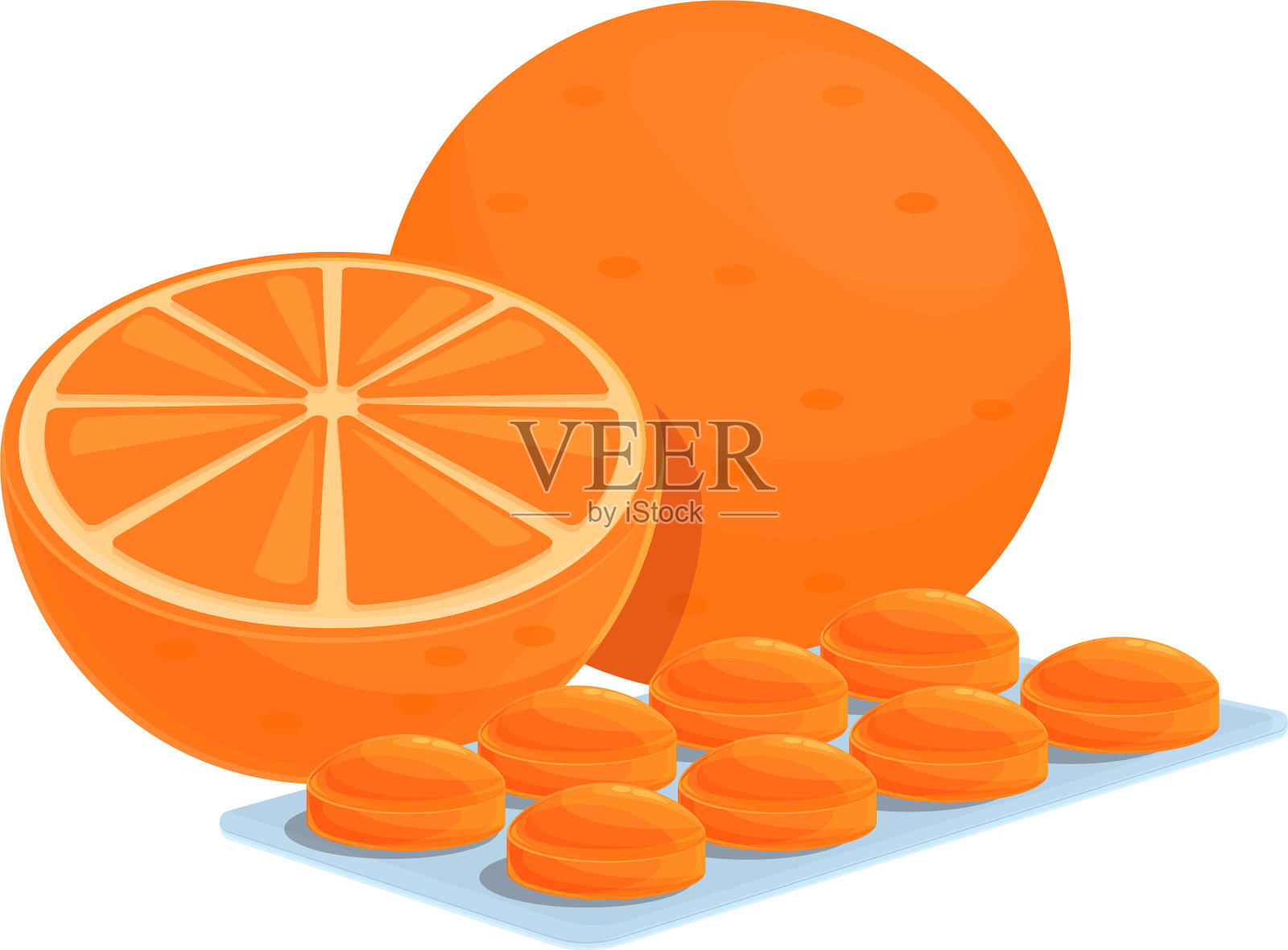 橙色止咳药水图标卡通风格设计元素图片