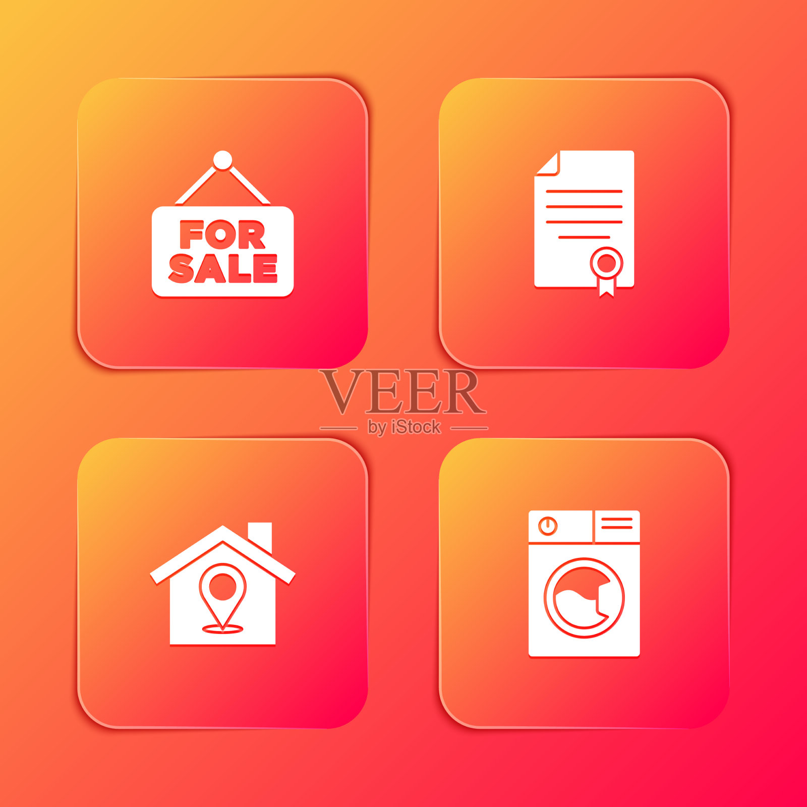 设挂牌与待售房屋合同图标素材