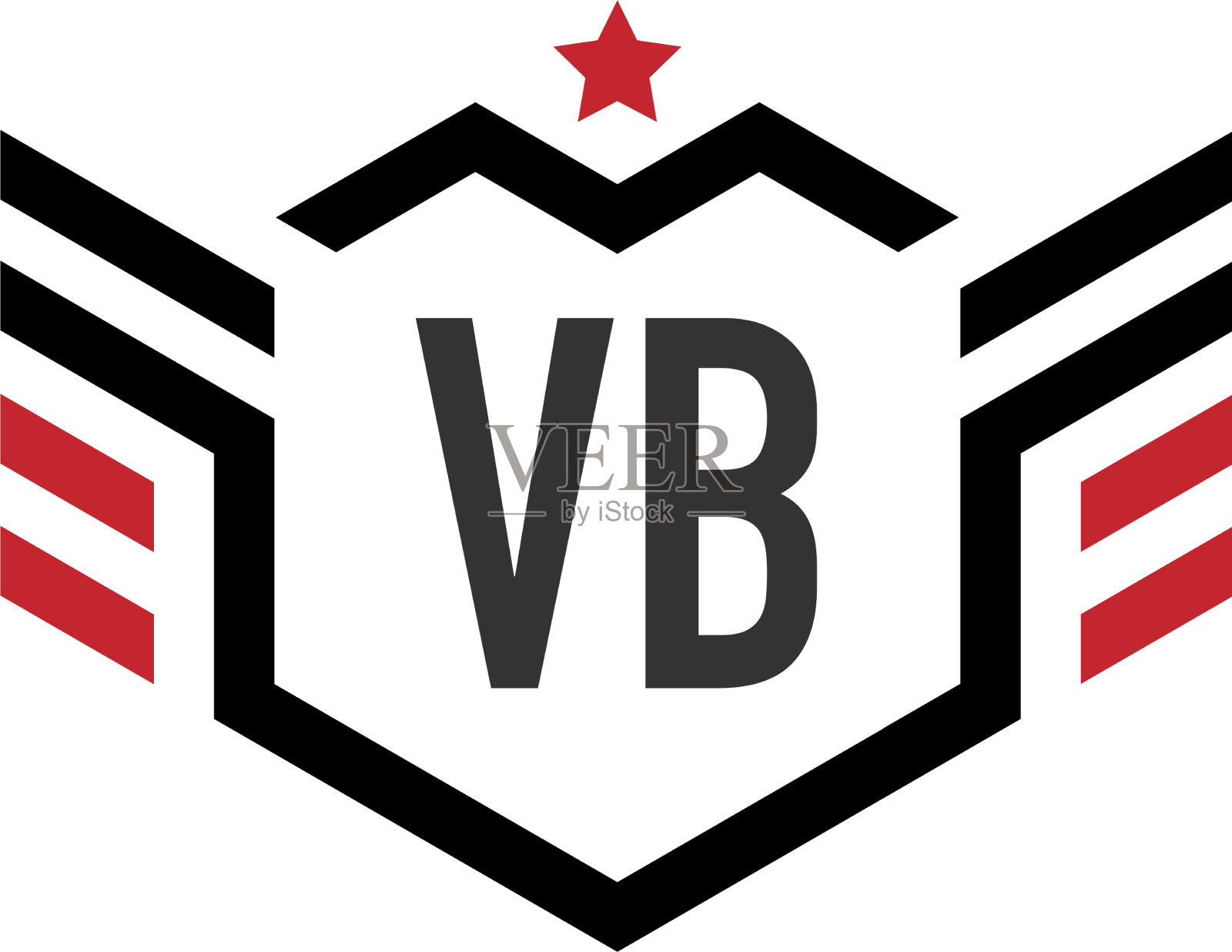 首字母vb星翼六角创意插画图片素材