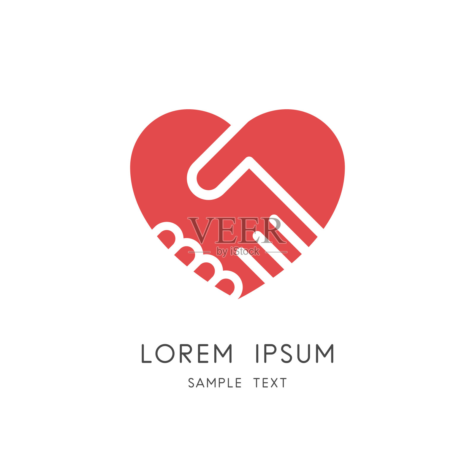 握手和心形符号插画图片素材